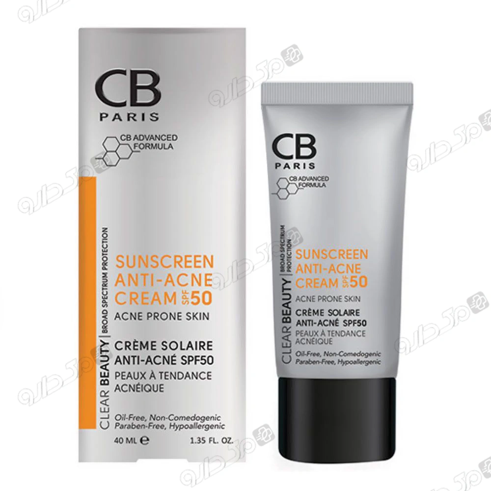 کرم ضد آفتاب ضد جوش SPF50 بدون رنگ پوست چرب و مختلط سی بی